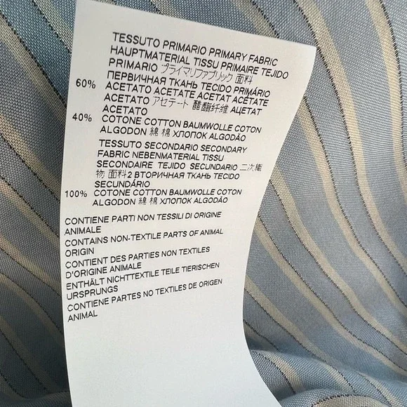 Maison Margiela Blue Pinstriped Band Collar Men’s Long Sleeve Button Up Shirt - Picture 7 of 11